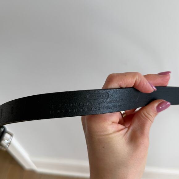 Coach Leather Classic Adjustable Square Buckle Belt Black L